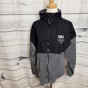 USA Olympic Windbreaker Jacket - Black and Gray LONDON Olympics